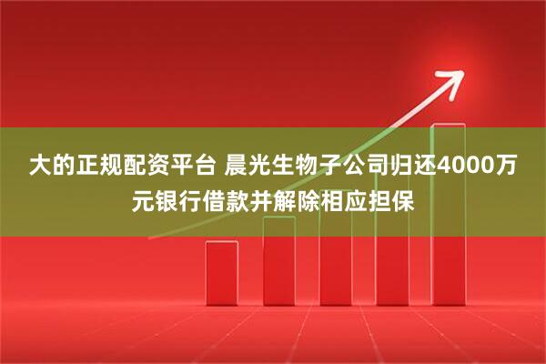 大的正规配资平台 晨光生物子公司归还4000万元银行借款并解除相应担保
